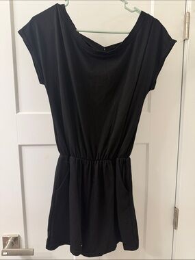 Classic Black Short-Sleeve Elastic-Waist romper